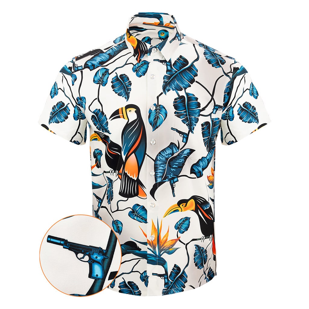 Two-Cans Button Down Shirt Tactical Aloha Print Shirt Best Gifts For Gun Lovers -WearandDecor