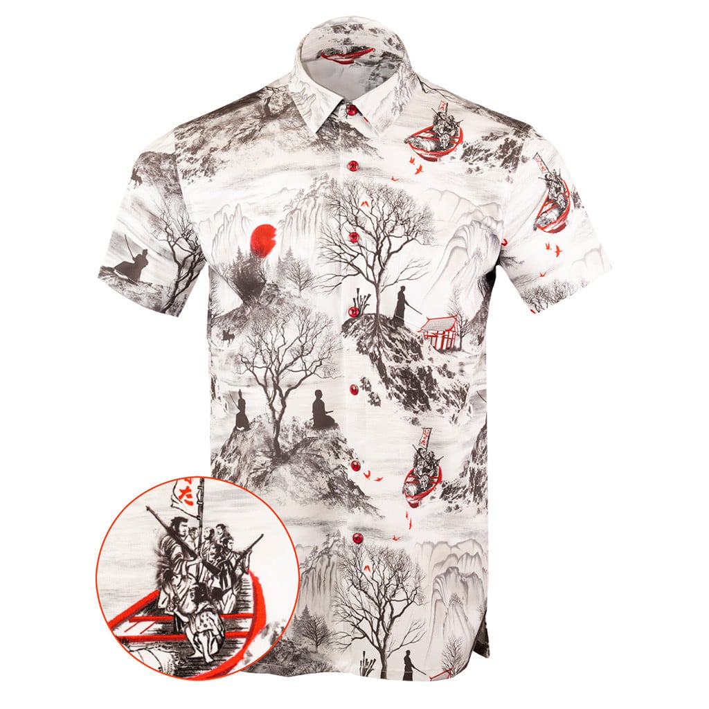 Seven Samurai Button Down Shirt Tactical Aloha Shirt Christmas Gifts For Dad -WearandDecor