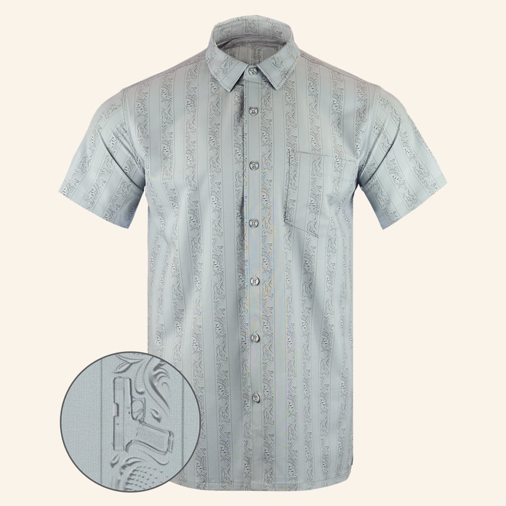Subtle Gray Button Down Shirt Tactical Hawaiian Shirt Present Ideas For Dad -WearandDecor