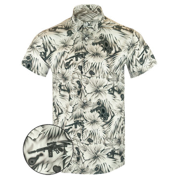 Thermal Ops White Button Down Shirt Tactical Shirt Hawaii Style Merch Gun Lovers Gifts -WearandDecor