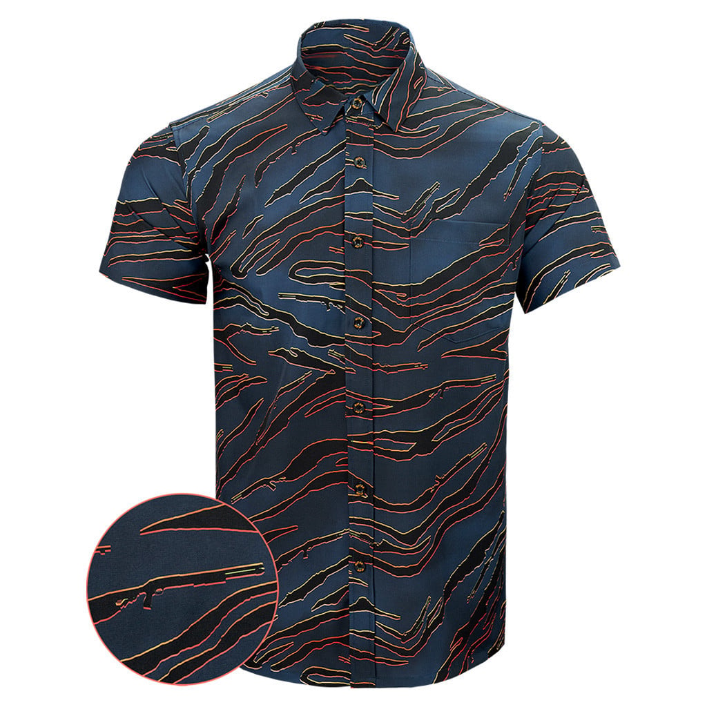 Tiger Black Button Down Shirt Hawaiian Tactical Button Down Gifts For Brother In Law -WearandDecor