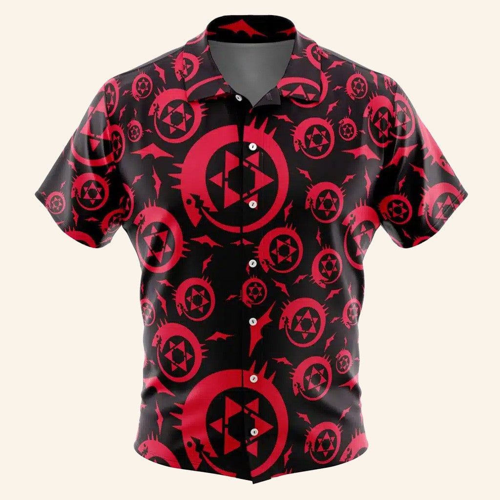 Ouroboros Shirt Red Black Hawaiian Shirt Gift For Husband -WearandDecor