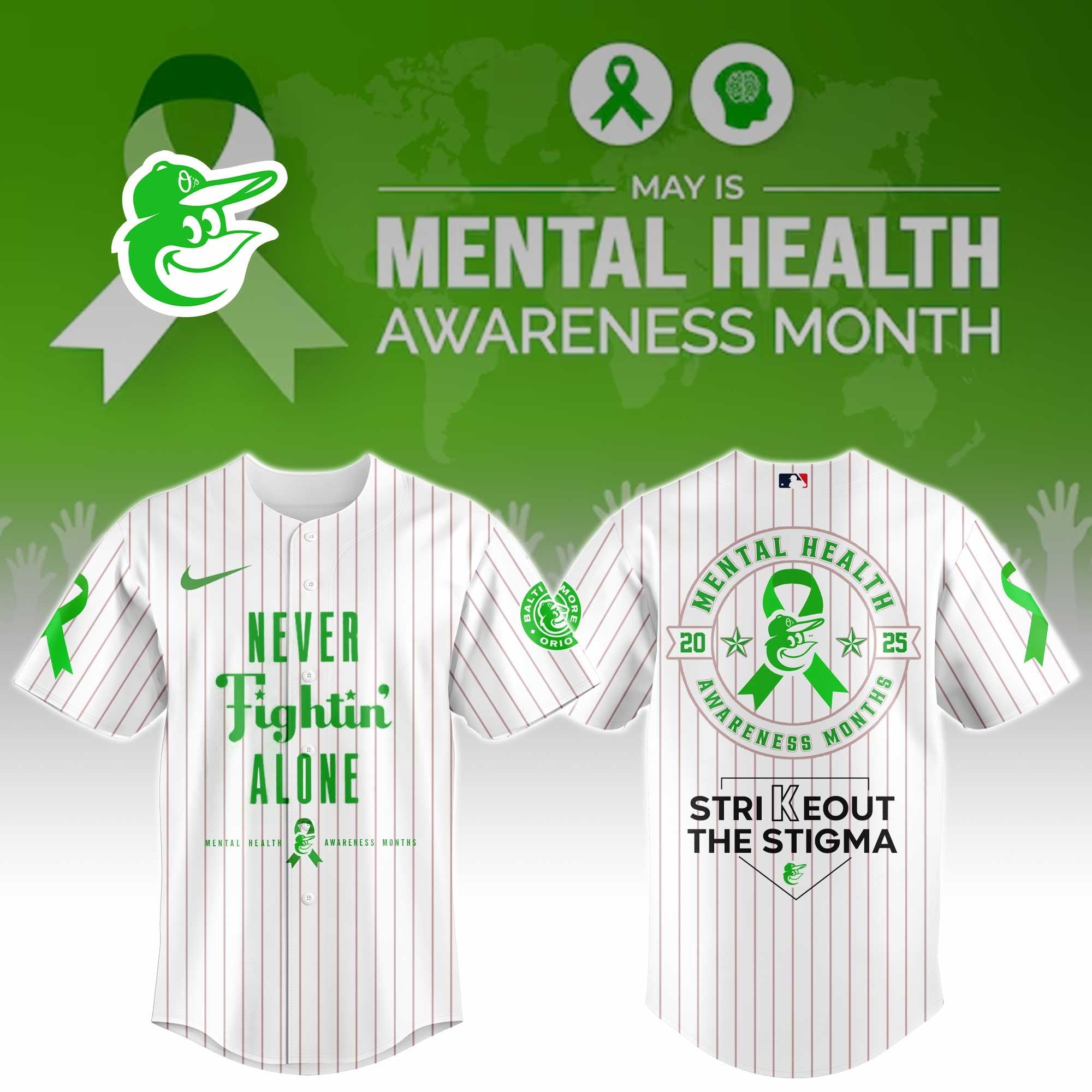 Baltimore Orioles Special Mental Health Awareness Week Edition Jersey