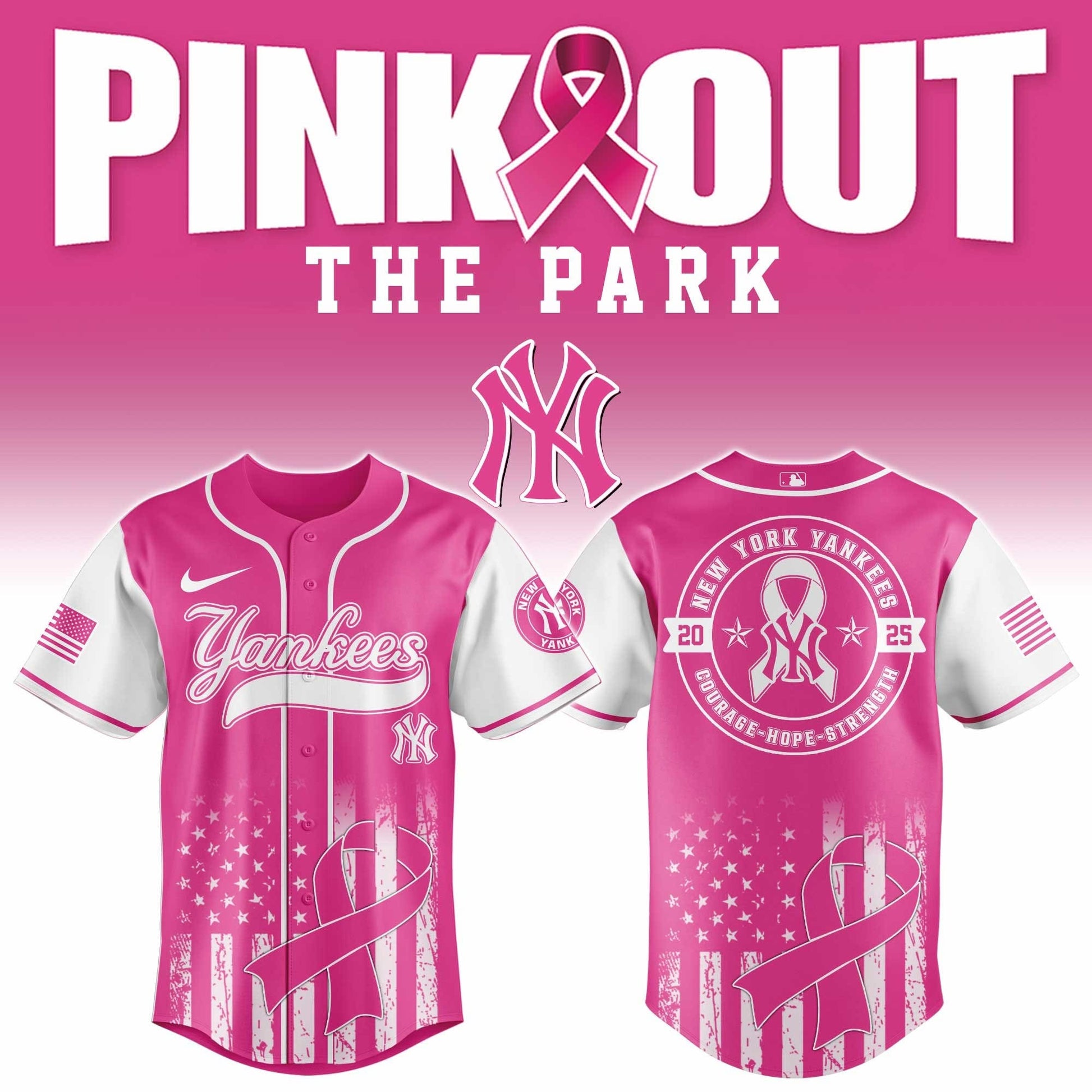 2026 New York Yankees Breast Cancer Awareness Game Night Jersey New York Yankees Merch For Fans