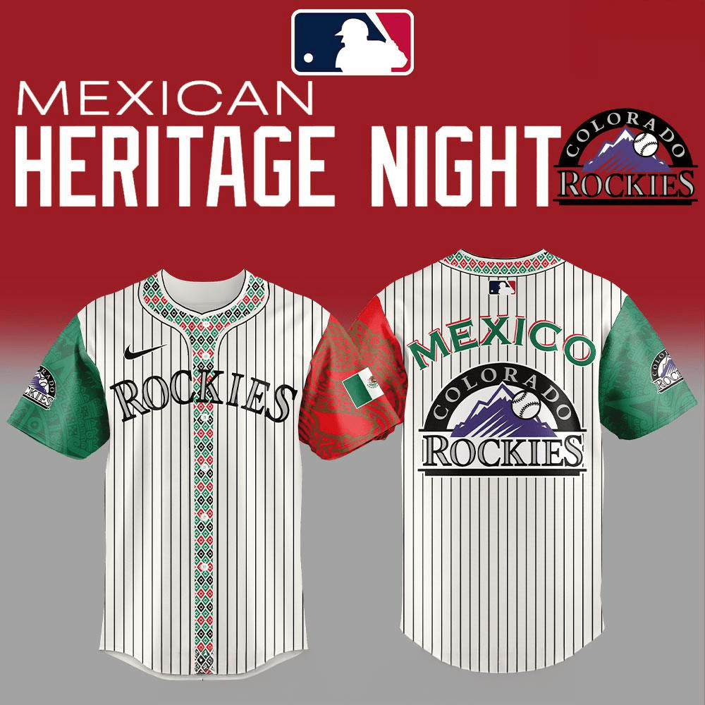 Colorado Rockies 2026 Mexican Heritage Night Striped Jersey Colorado Rockies Merch Fans Gifts