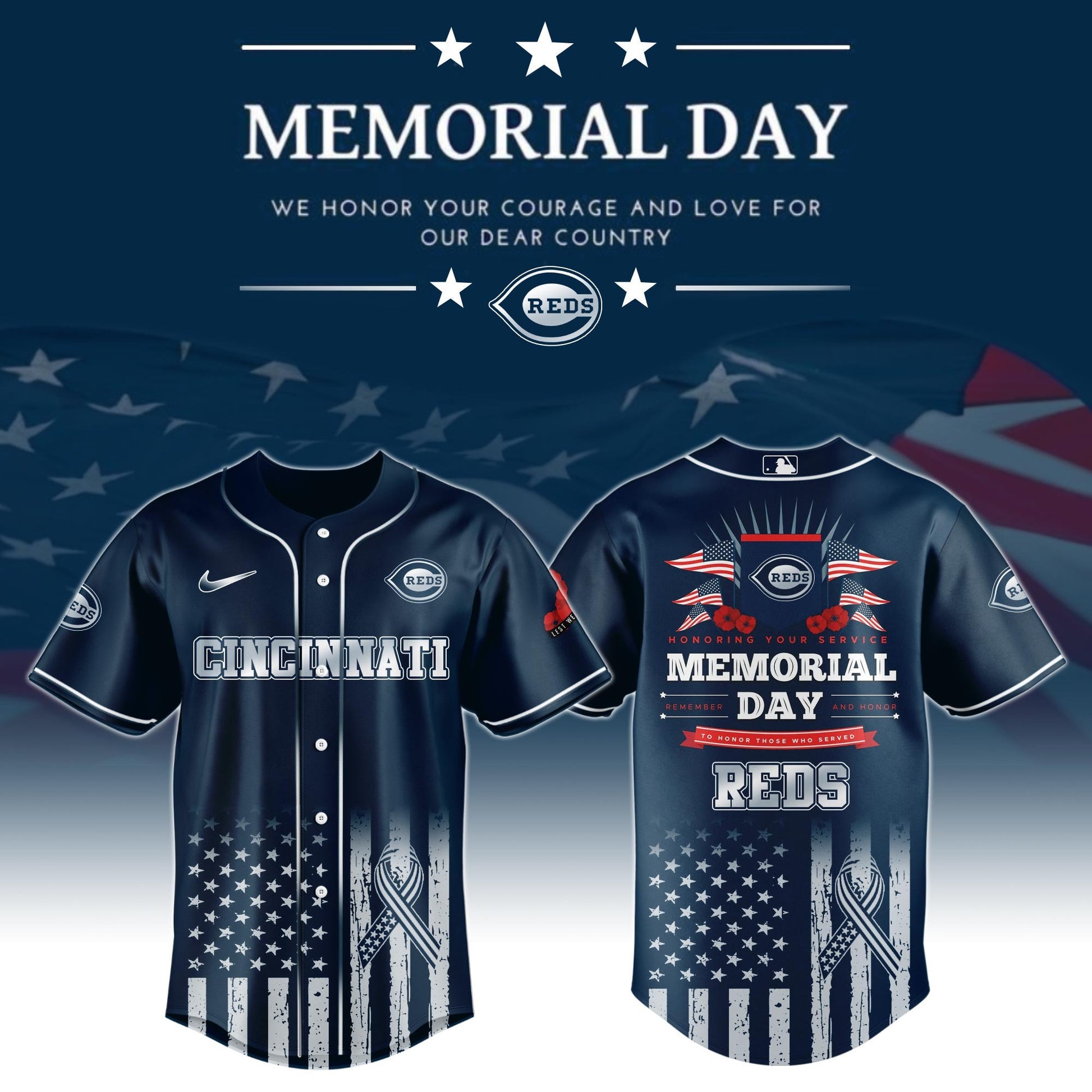 Cincinnati Reds Special Memorial Day Edition Jersey Cincinnati Reds Merch For Fans
