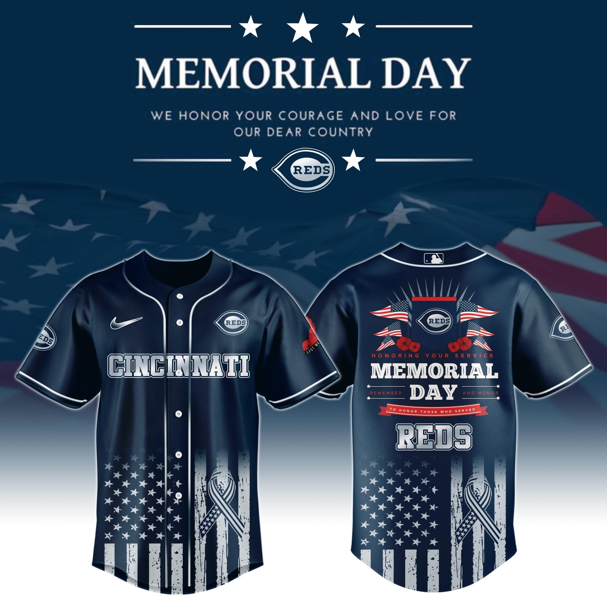 Cincinnati Reds Special Memorial Day Edition Jersey Cincinnati Reds Merch For Fans