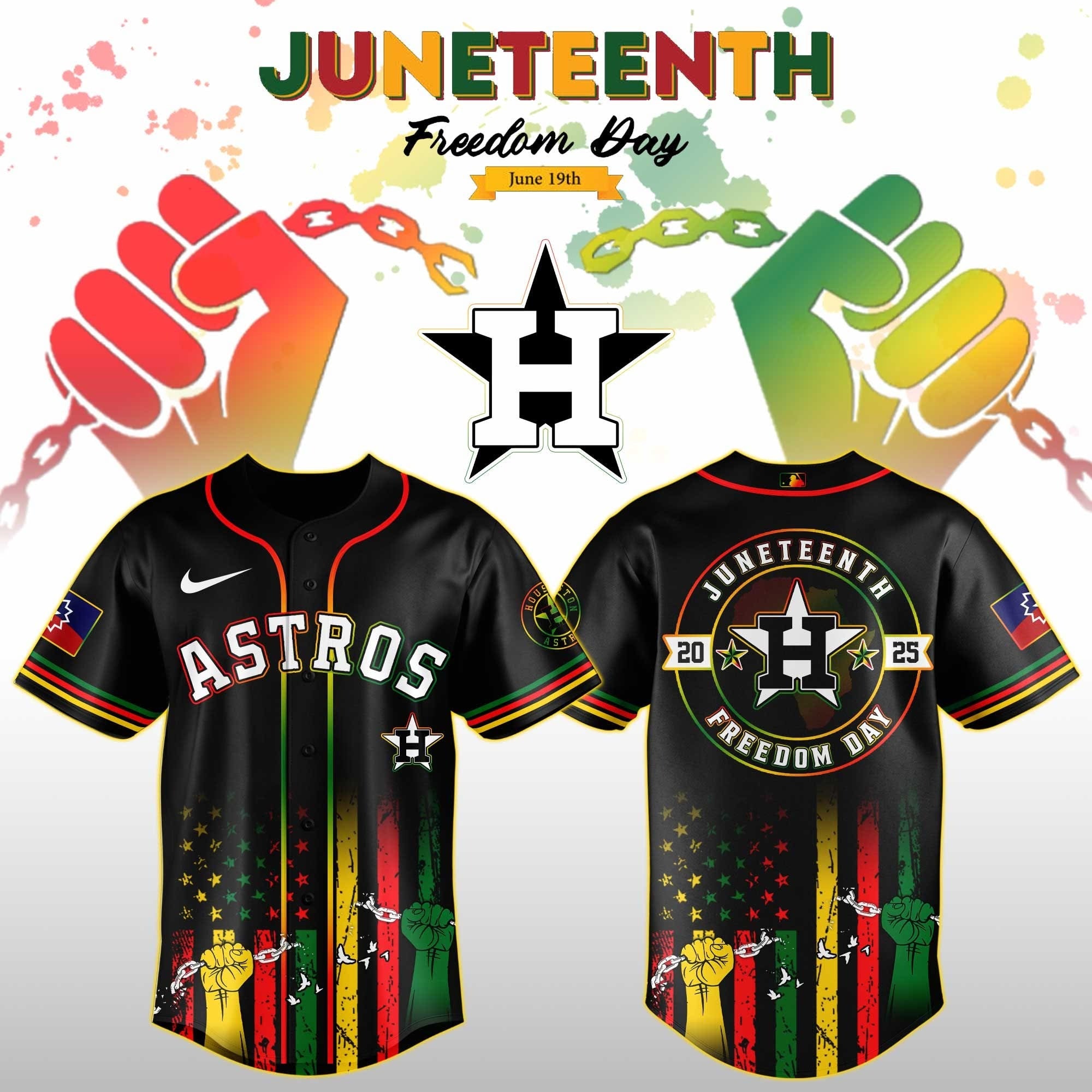 Houston Astros Juneteenth Day 2026 Special Jersey Houston Astros Merch Father's Day Gifts