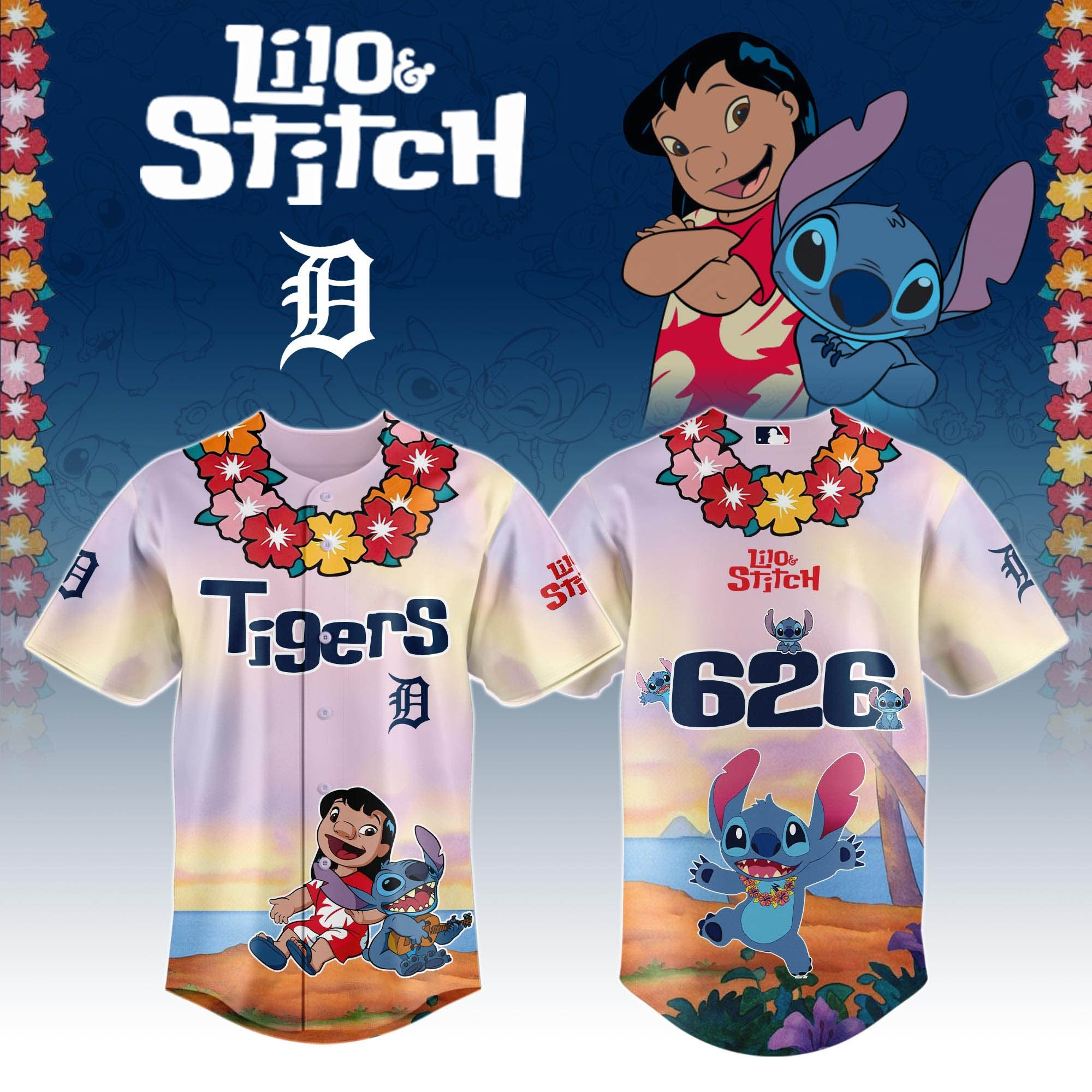 Detroit Tigers x Lilo And Stitch Special Edition Jersey 2026 Detroit Tigers Merch Dad Gifts