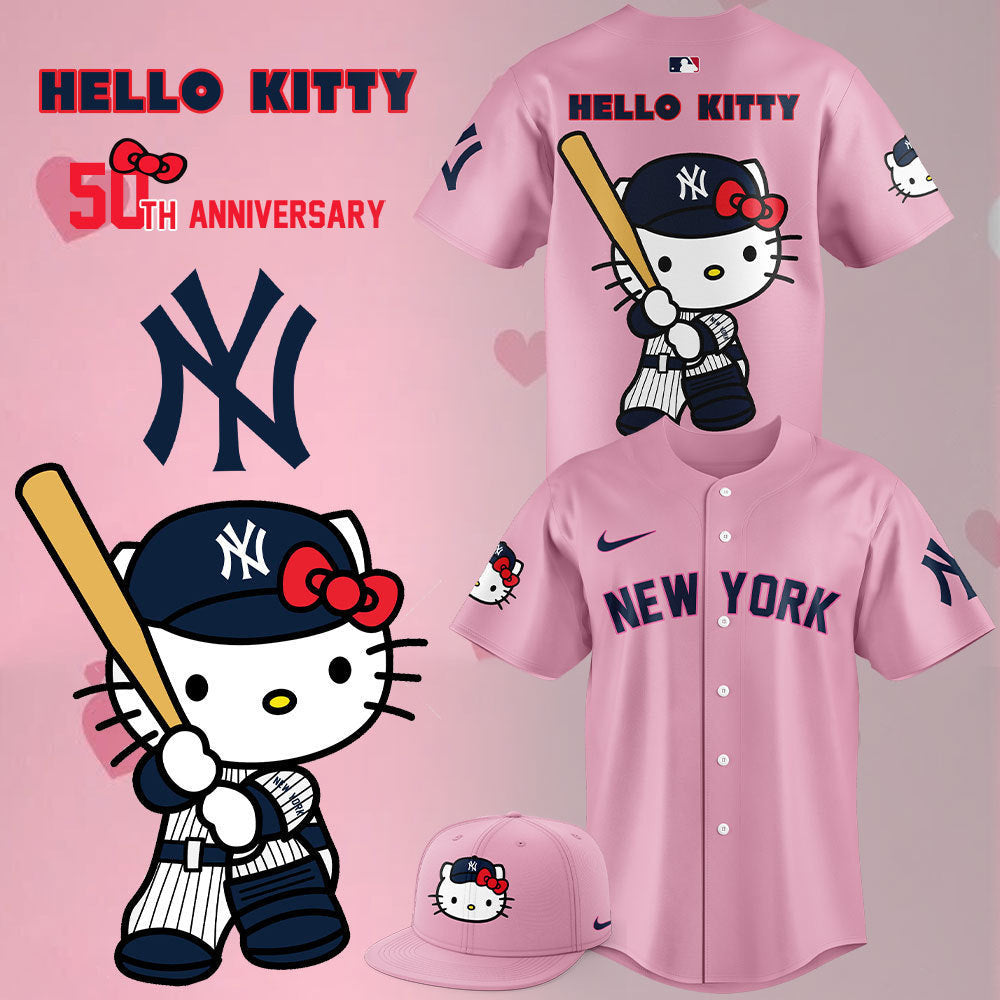 2026 New York Yankees World Series Shirt New York Yankees Jersey x Hello Kitty 50TH T-Shirt Gifts For Dad