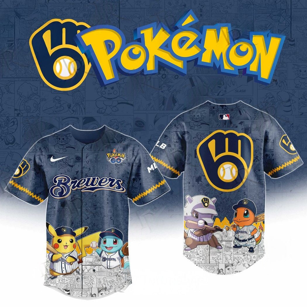 2026 Milwaukee Brewers Pokemon Go Special Edition Baseball Jersey Gift For Baseball Lover