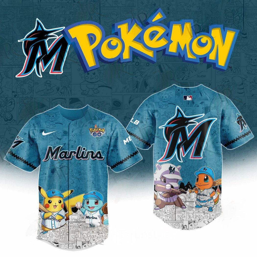 2026 Miami Marlins Pokemon Go Special Edition Baseball Jersey Baseball Father's Day Gifts