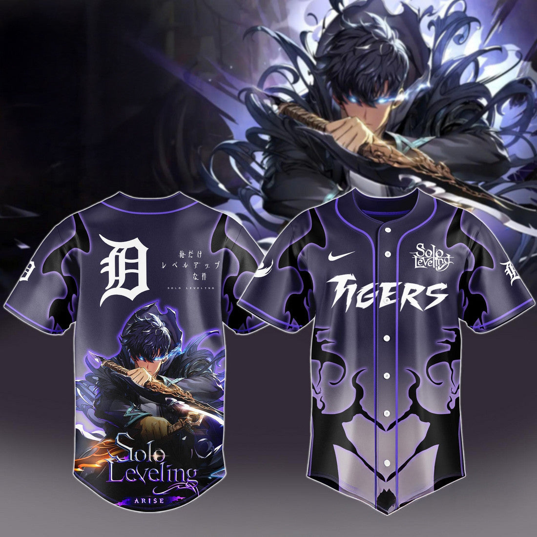 2026 Detroit Tigers x Solo Leveling Baseball Jersey Gifts For Baseball Lovers