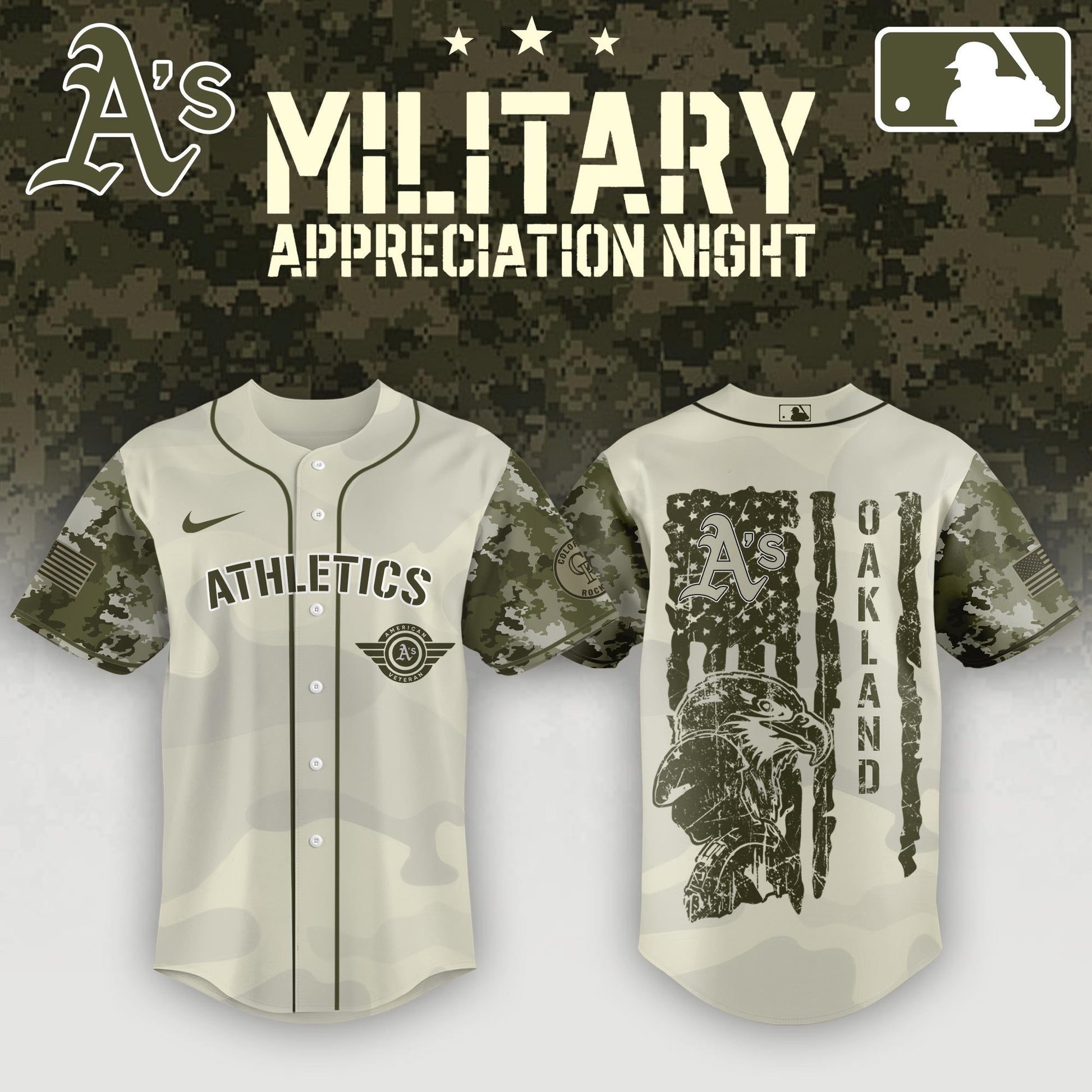 Athletics x 2026 Armed Forces Day Night Jersey Unique Gifts For Baseball Fans