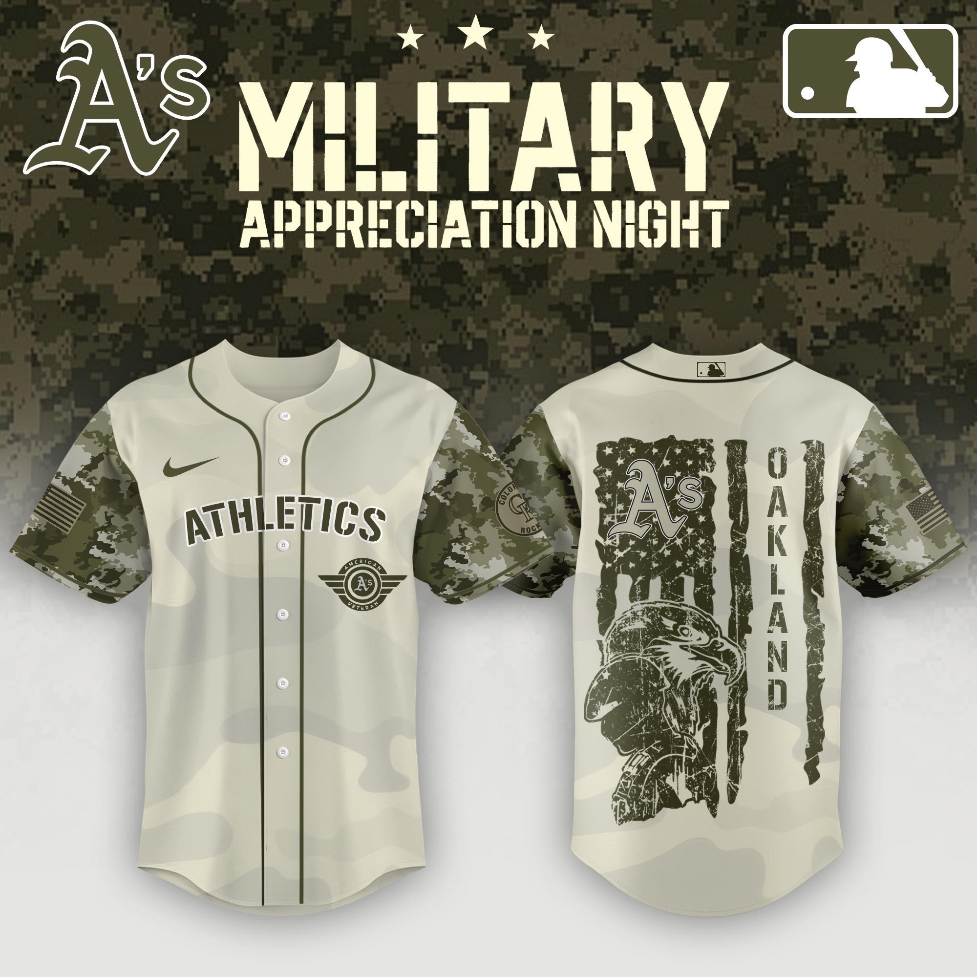Athletics x 2026 Armed Forces Day Night Jersey Unique Gifts For Baseball Fans