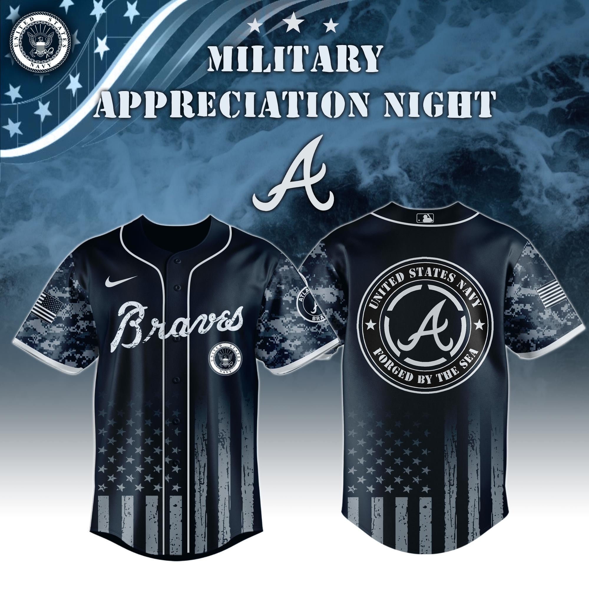 Atlanta Braves x Navy Military Appreciation Night Jersey Cool Baseball Gifts