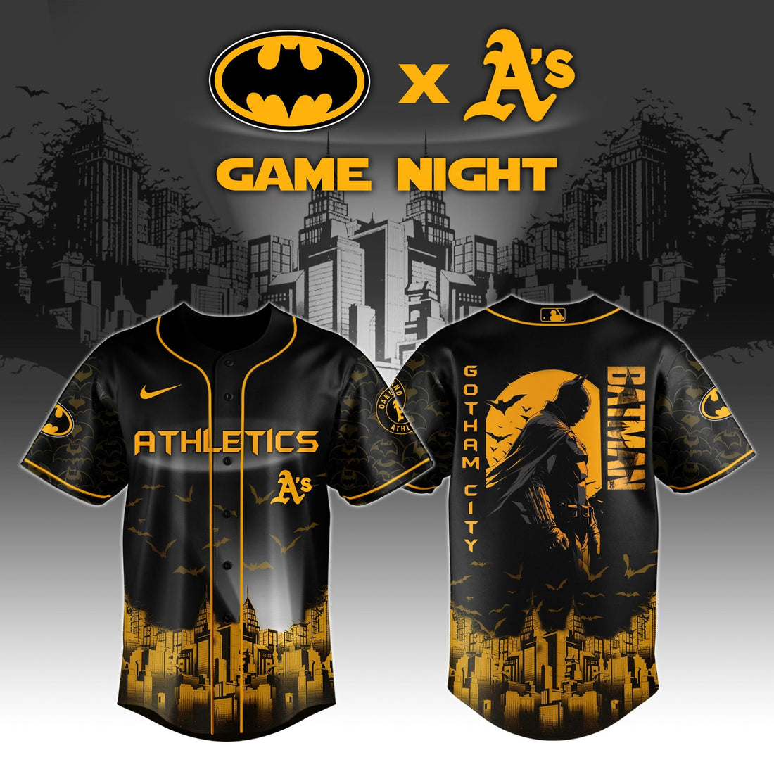 Athletics x DC Batman Game Night Jersey Merch Baseball Fan Father's Day Gifts For Him