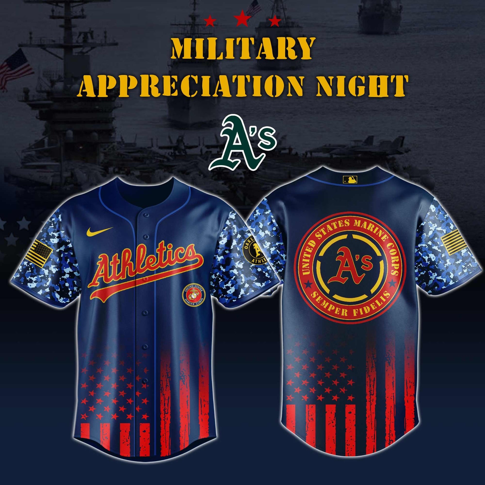 Athletics x Marine Corps Military Appreciation Night Jersey Editions 2026 Athletics Merch