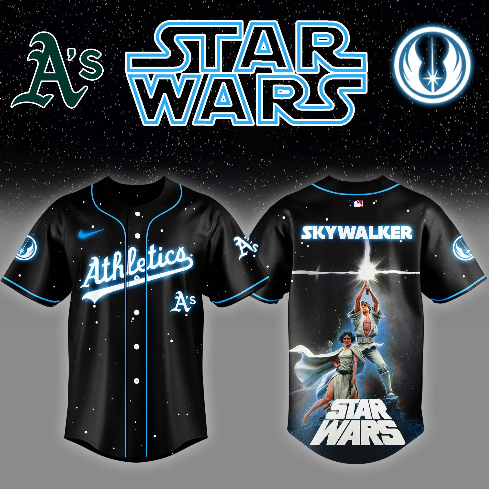 Athletics x Star Wars Luke Skywalker Game Night Baseball Jersey Unique Gifts For Hockey Lovers