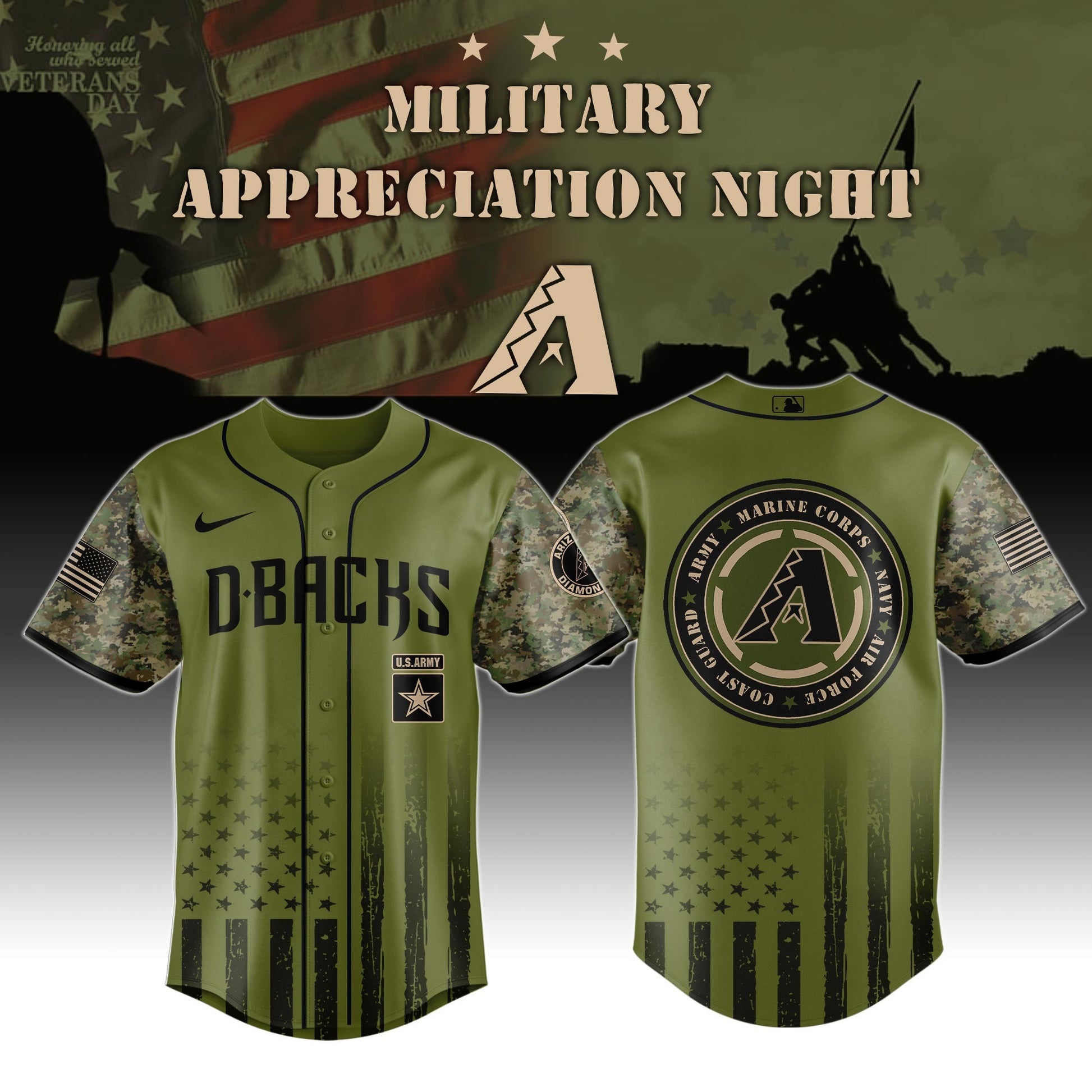 Arizona Diamondbacks x Military Appreciation Night US Army Jersey Gifts For Baseball Fans
