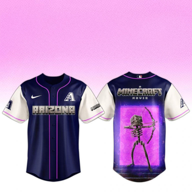 Arizona Diamondbacks Skeleton A Minecraft Movie Baseball Jersey 2026 Gifts For Fans