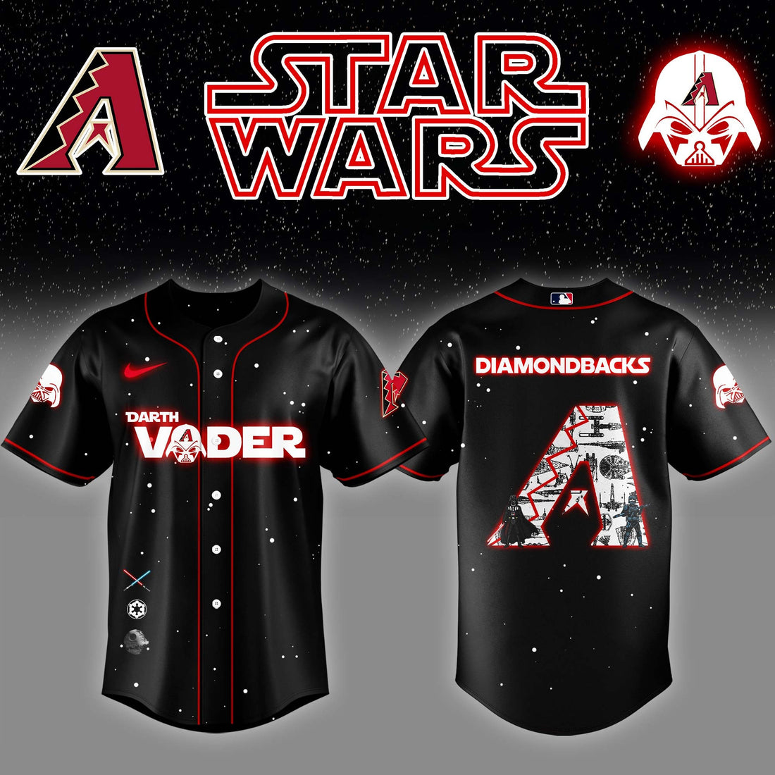 Arizona Diamondbacks x Star Wars Darth Vader Night Baseball Jersey Best Gifts For Hockey Fans