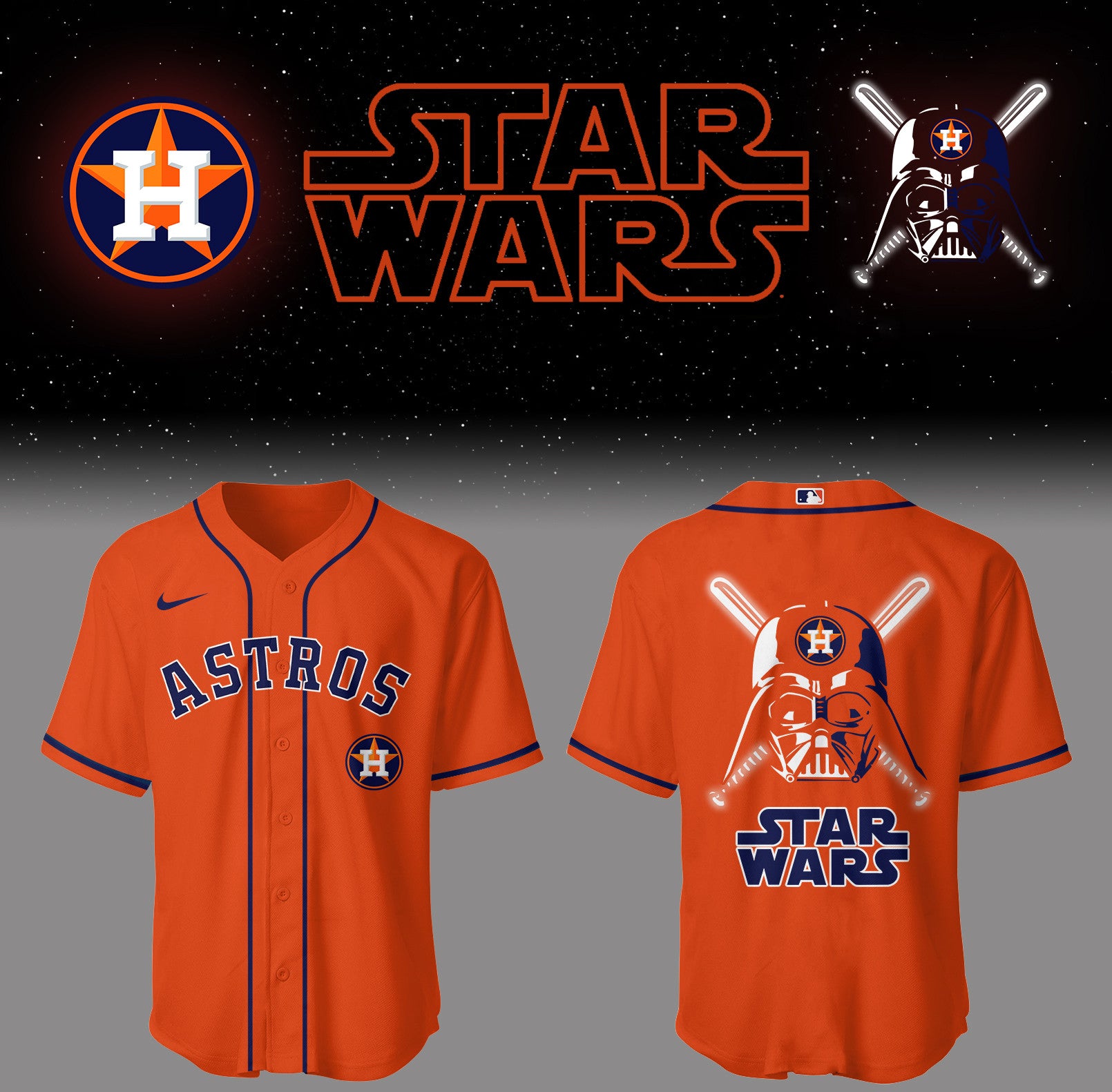Astros Baseball 2026 Astros x Star Wars 2026 Orange Jersey Gifts For Baseball Players
