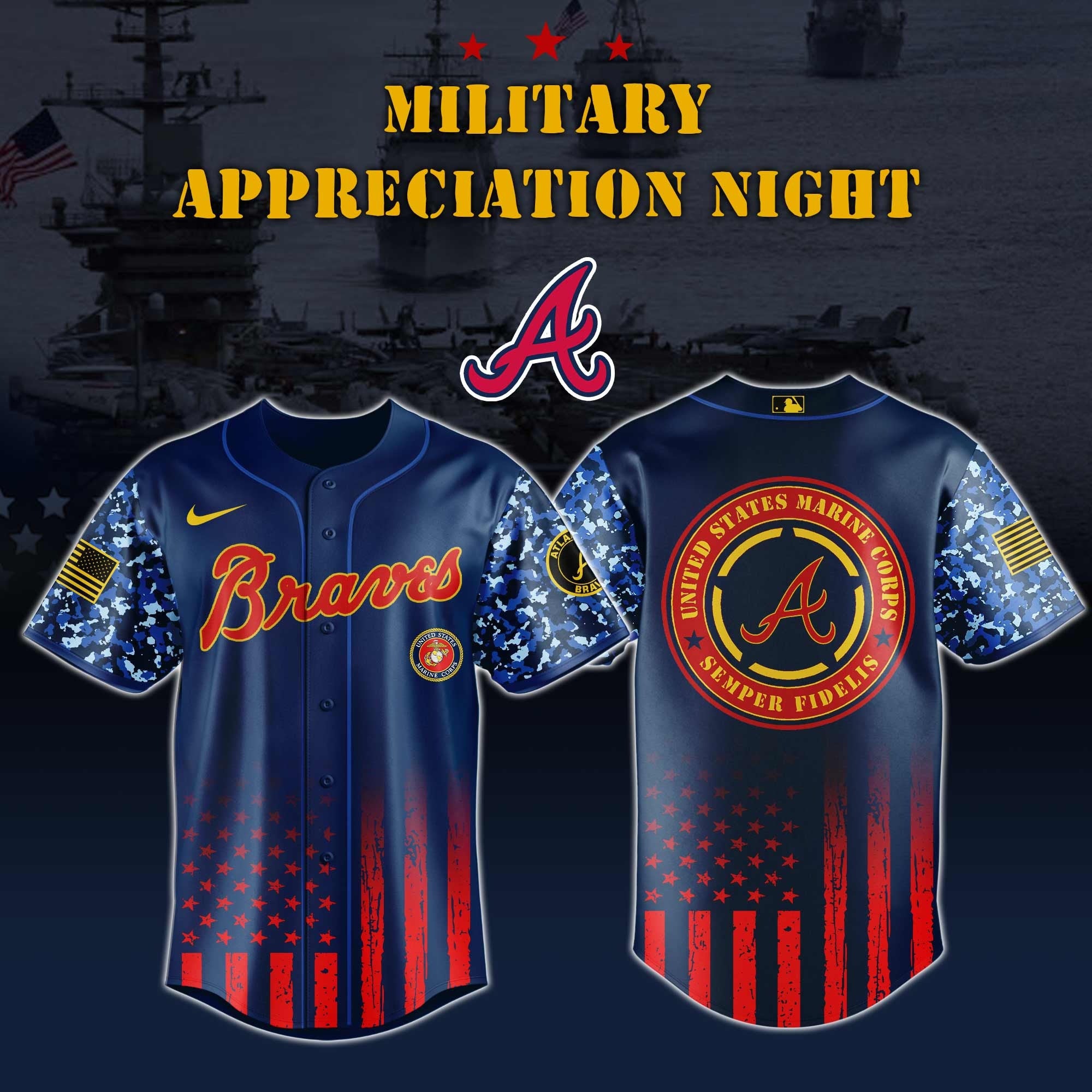 Atlanta Braves x Marine Corps Military Appreciation Night Jersey Editions 2026 Atlanta Braves Merch
