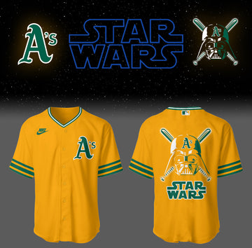 Athletics Jays Baseball 2026 Athletics x Star Wars Gold Jersey Gifts For Baseball Fans