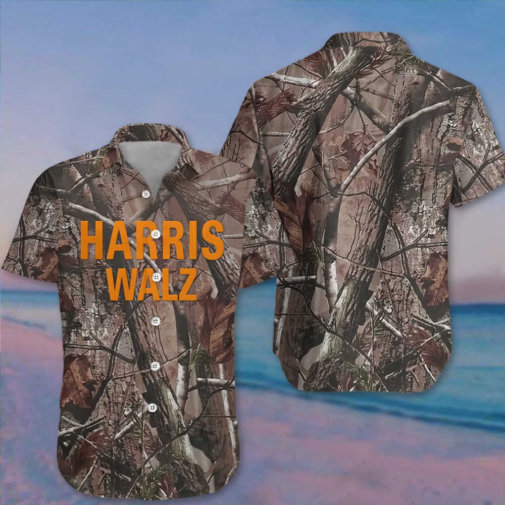 Harris Walz 2024 Camo Hawaiian Shirt Shirt Harris For President Walz For Vice President