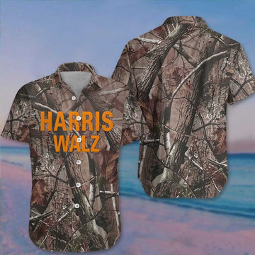 Harris Walz 2024 Camo Hawaiian Shirt Shirt Harris For President Walz For Vice President