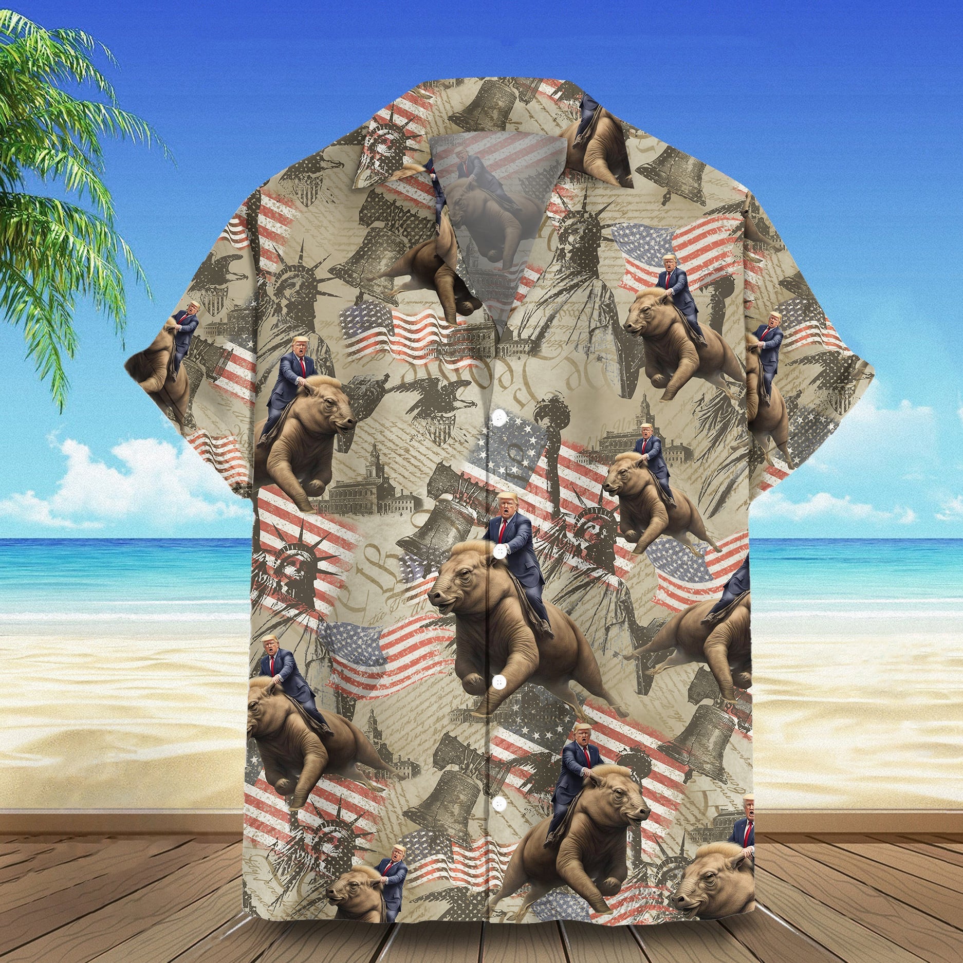 Trump 2024 Hawaiian Shirt Pro Trump Patriotic Button Down Shirt Gifts For Father