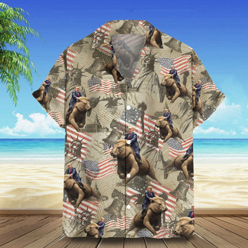 Trump 2024 Hawaiian Shirt Pro Trump Patriotic Button Down Shirt Gifts For Father