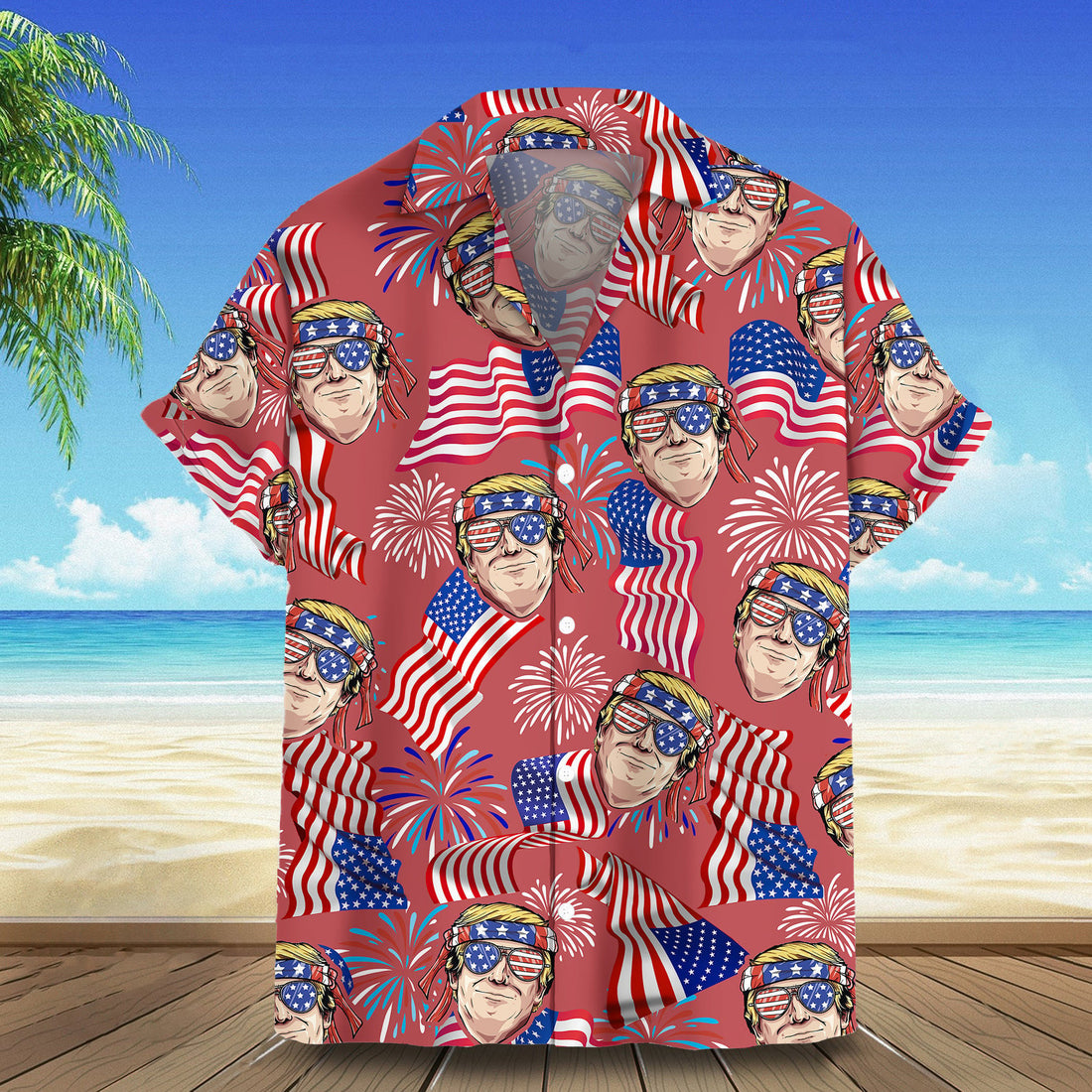 Trump 2024 Hawaiian Shirt Support Trump For President Patriotic Button Down 4th Of July Gift