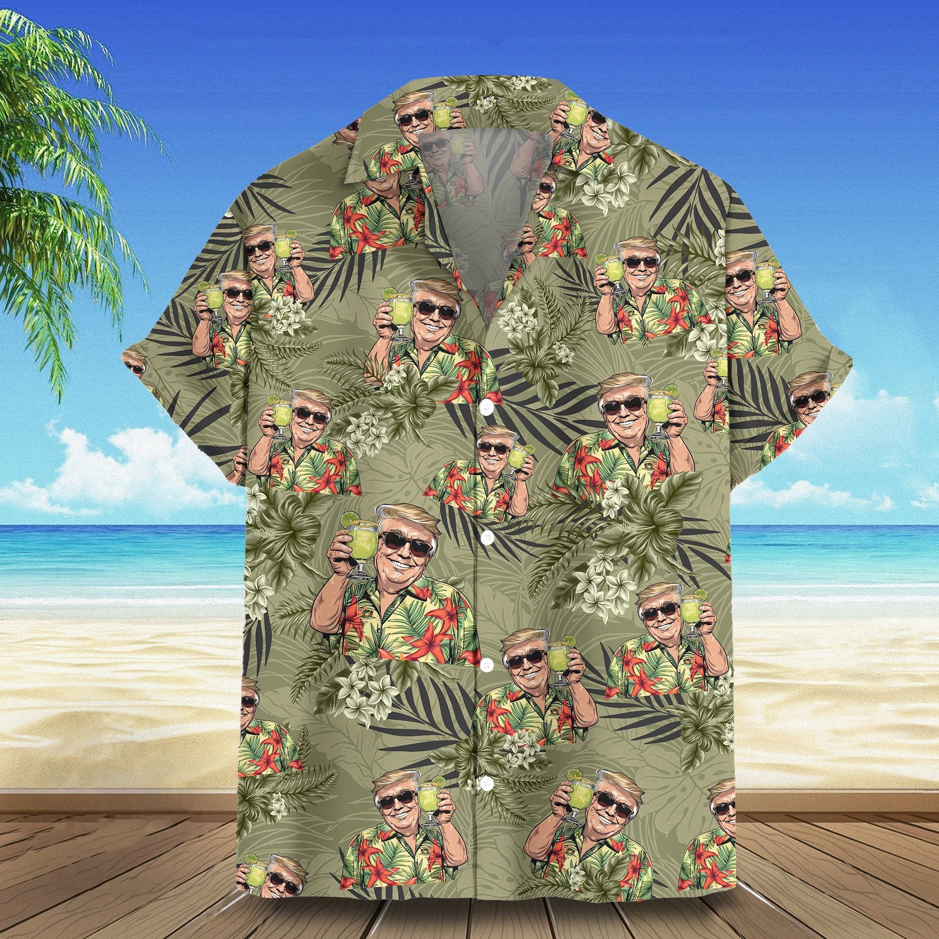Trump 2024 Hawaiian Shirt Trump For President Mens Tropical Print Shirt Gift For Husband