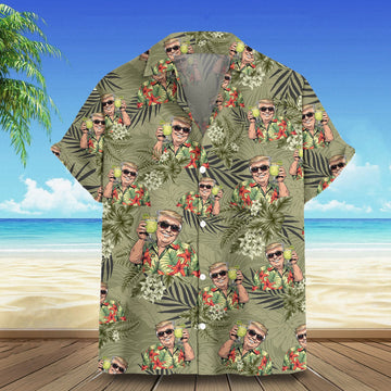 Trump 2024 Hawaiian Shirt Trump For President Mens Tropical Print Shirt Gift For Husband