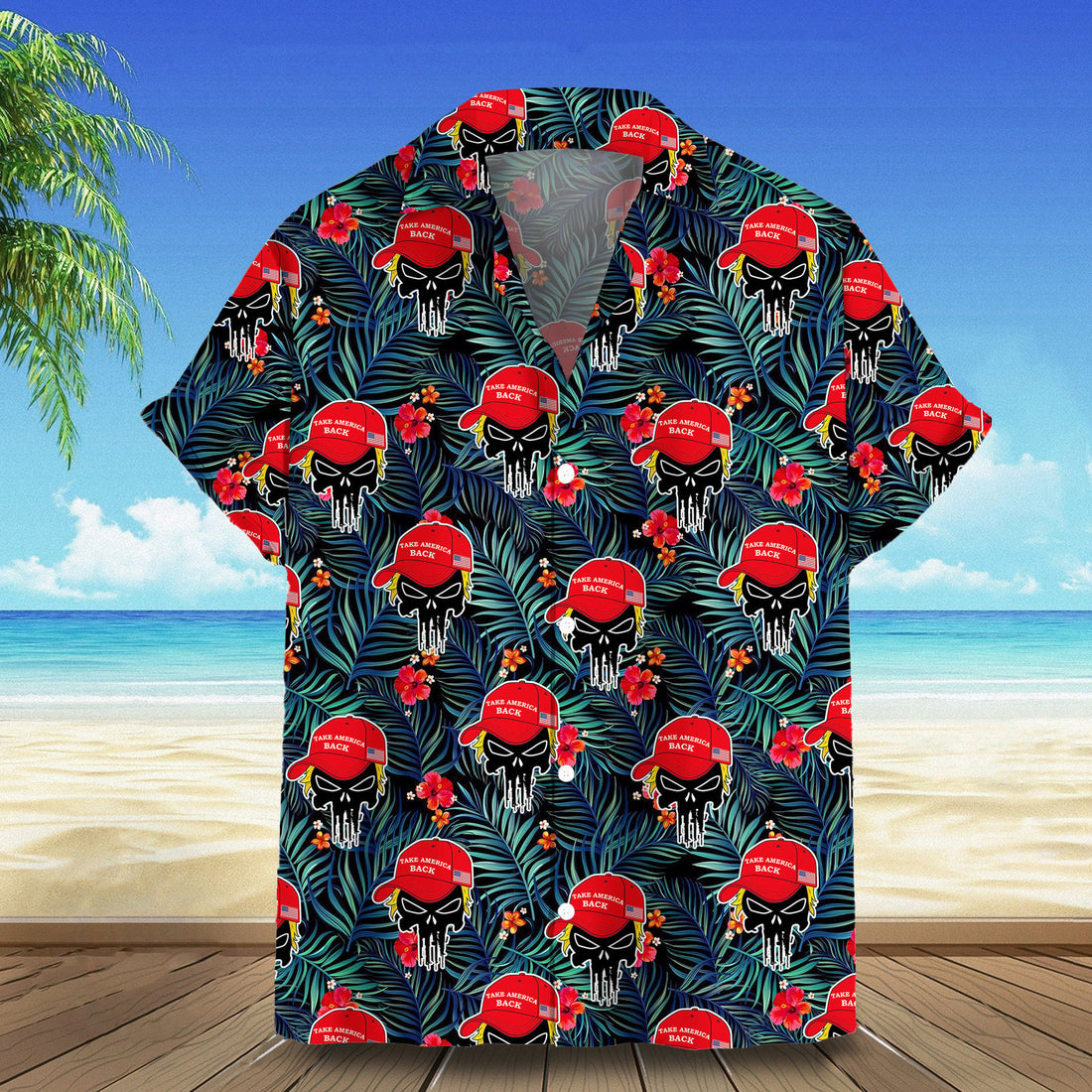 Trump 2024 Take America Back Hawaiian Shirt Mens Tropical Button Down Shirts Trump Lovers Gifts