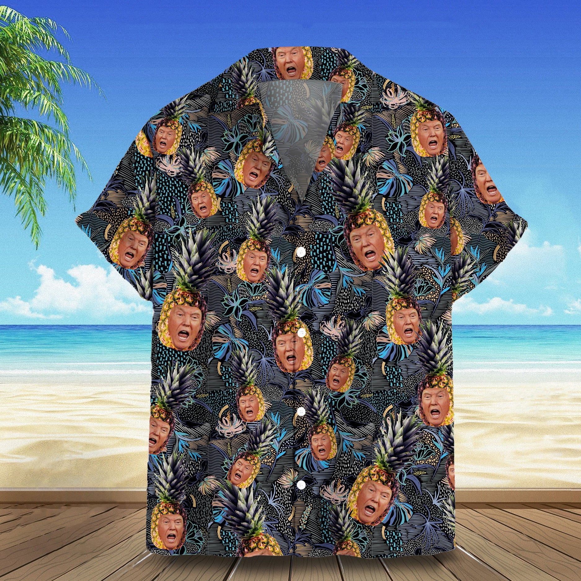 Donald Trump Hawaiian Shirt Funny Trump Pineapple Pattern Aloha Shirt Gift For Republicans
