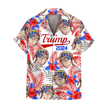 Donald Trump 2024 Hawaiian Shirt Trump Campaign Button Up Shirt Summer Gift For Dad