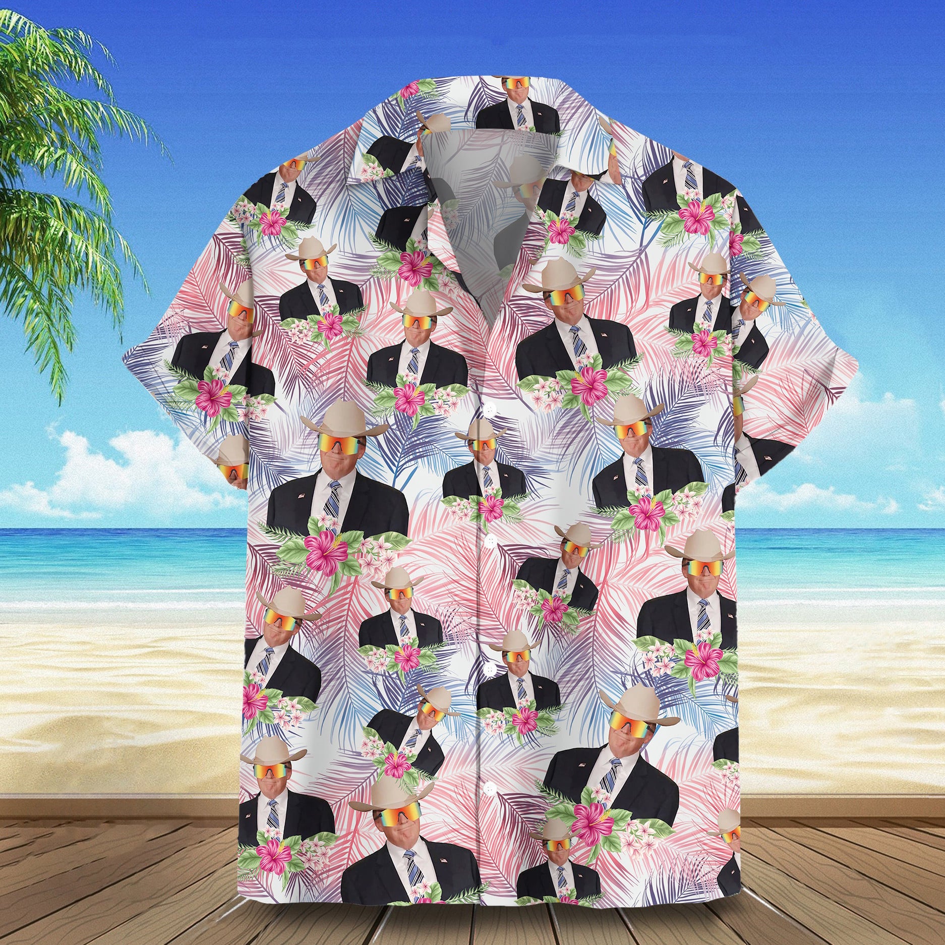 Trump Hawaiian Shirt Donald Trump 2024 Tropical Button Up Shirt Gifts For Patriots