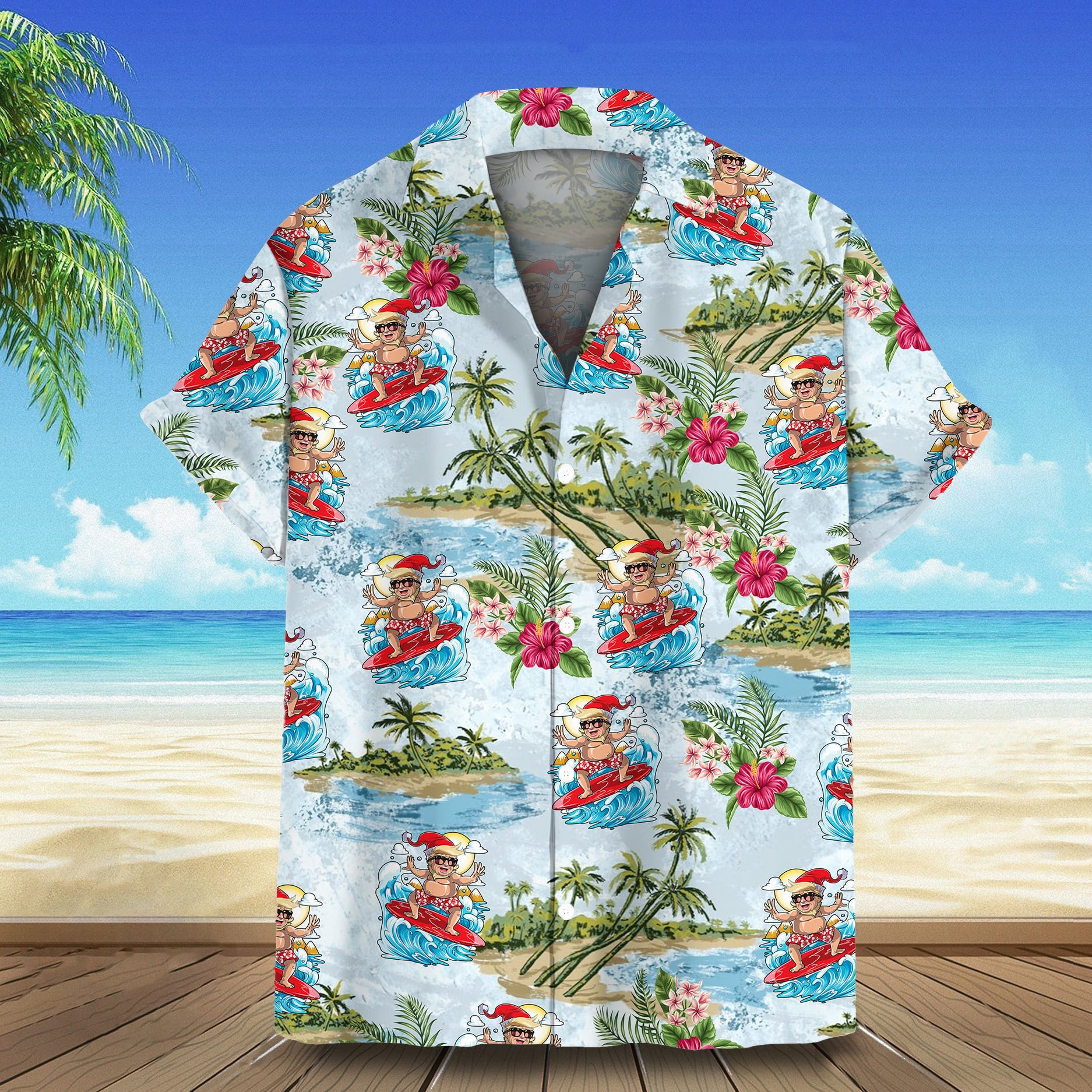 Trump Surfing Hawaiian Shirt Donald Trump 2024 Funny Summer Shirt Gift For Daddy
