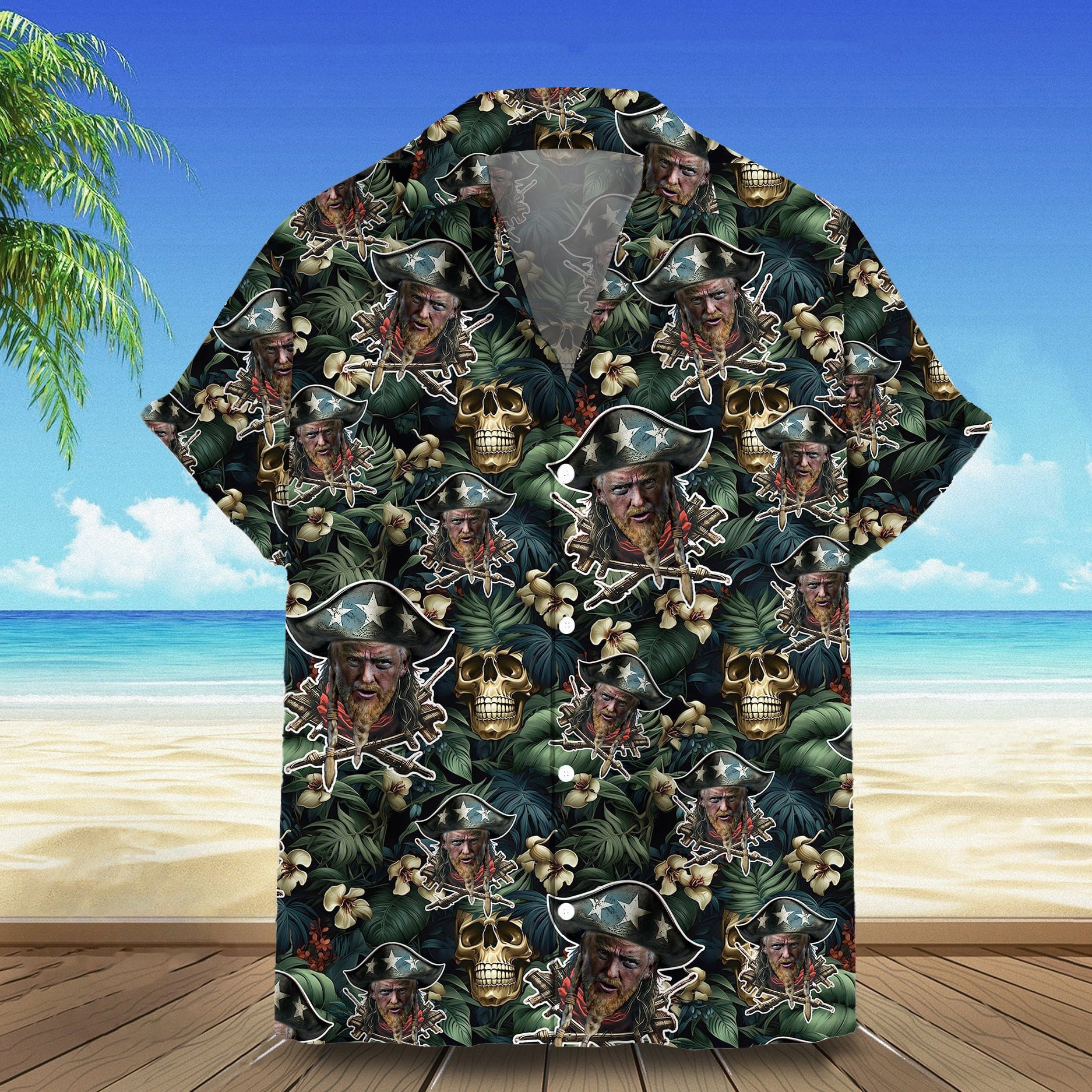 Pirate Trump Hawaiian Shirt Donald Trump Campaign Summer Shirt Gift For Boyfriend