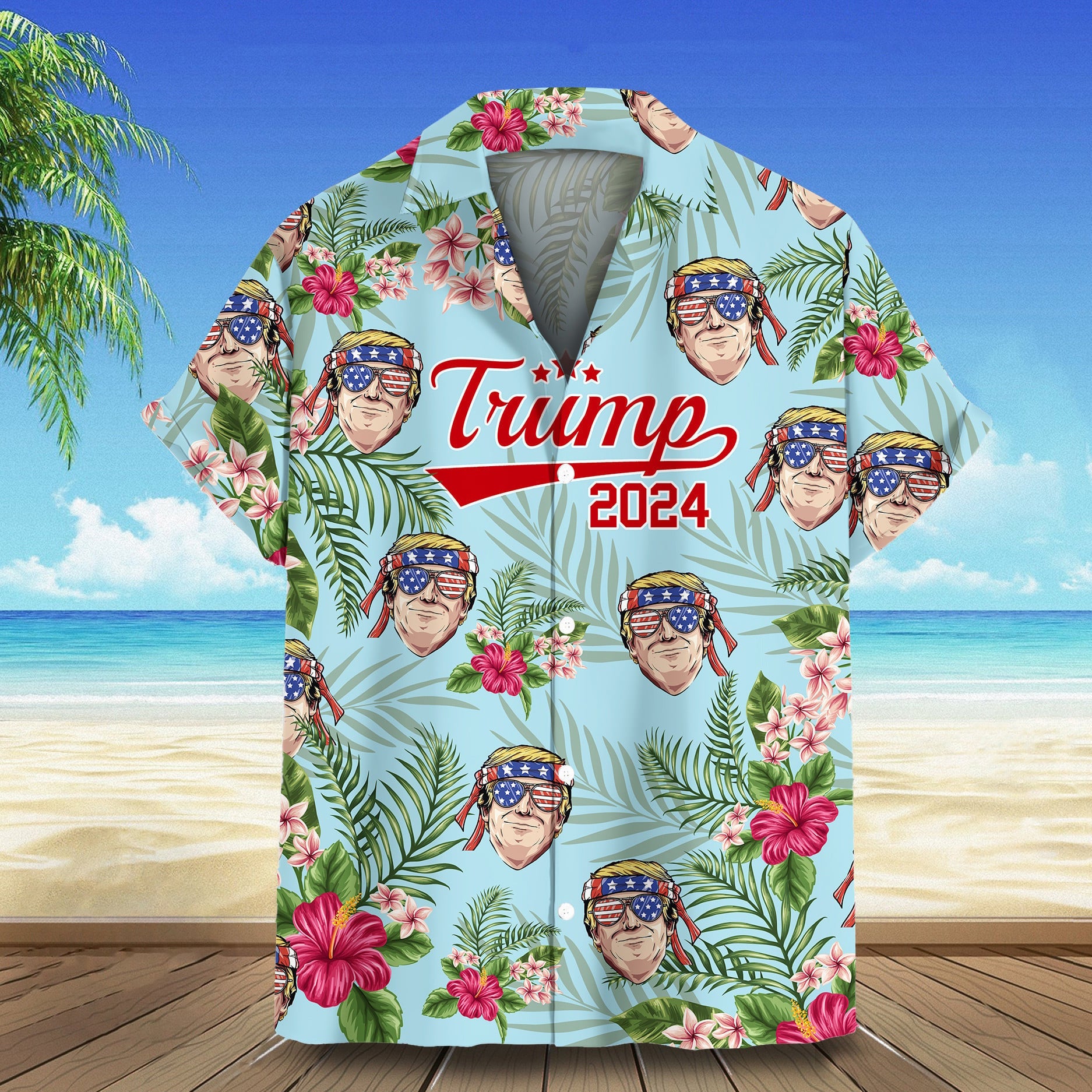 Trump 2024 Hawaiian Shirt Donald Trump Campaign Aloha Shirt Summer Gift Ideas