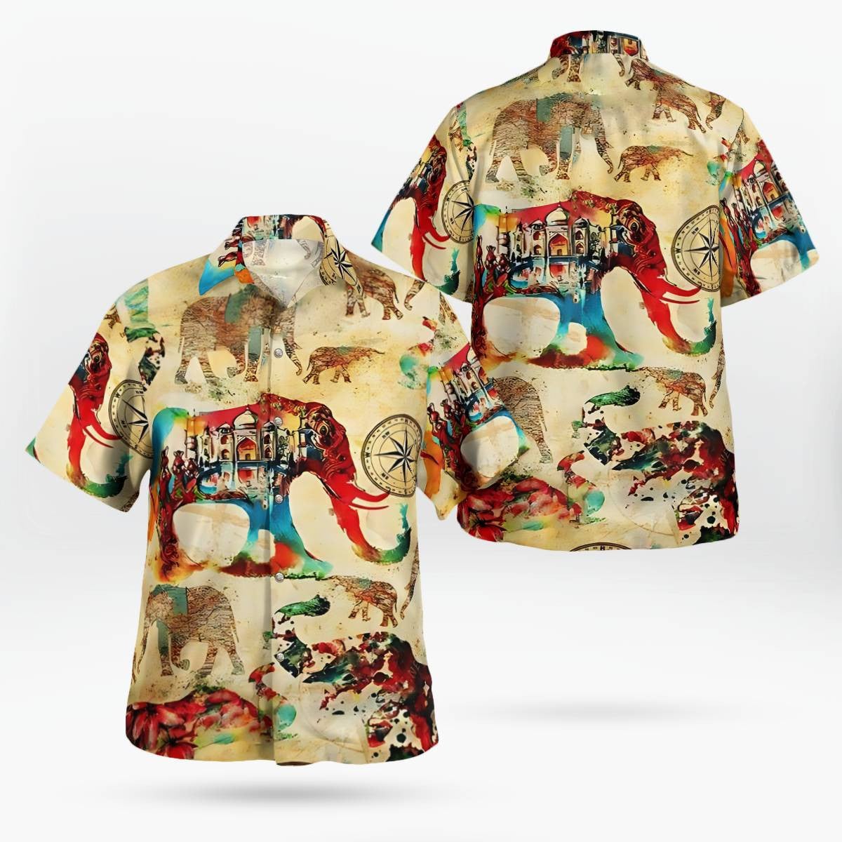 Elephant Hawaiian Shirt Unisex Streetwear Unique Gifts For Boyfriend Girlfriend