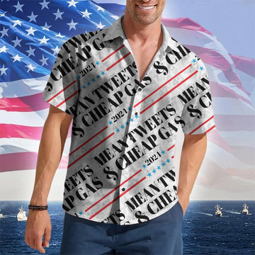 Trump 2024 Mean Tweets And Gas Hawaiian Shirt President Donald Trump Shirt For Supporters