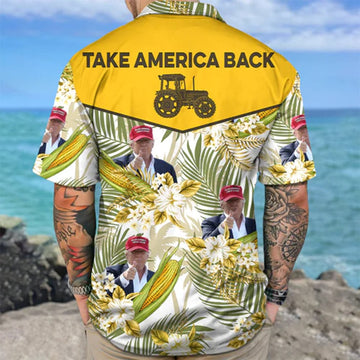 Farmer For Trump 2024 Hawaiian Shirt Take America back Donald Trump Shirt Gifts For Farmer