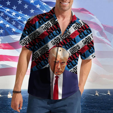 God Guns Guts Glory Hawaiian Shirt Trump 2024 Merch Trump For President 47 Patriotic Button Up