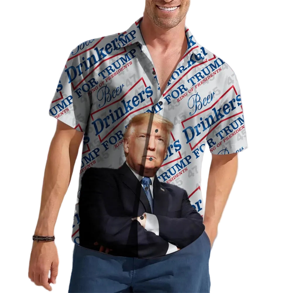 Beer Drinkers For Trump 2024 Hawaiian Shirt King Of President Trump Merch Beer Lovers Gifts