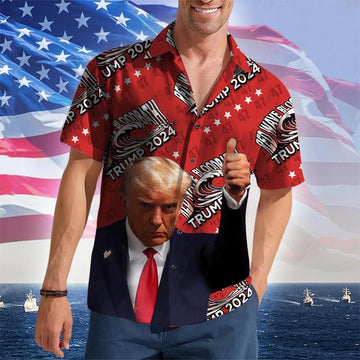 Red Wave Bloodbath Trump 2024 Hawaiian Shirt President Donald Trump 47 MAGA Merch Gifts For Dad