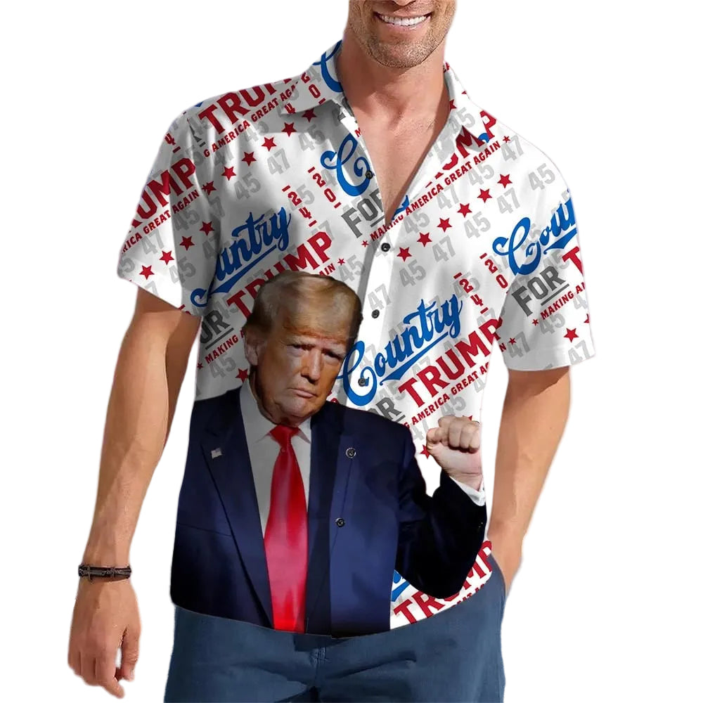 Country For Trump Making America Great Again Hawaiian Shirt MAGA Trump 2024 Merch Gifts For Dad